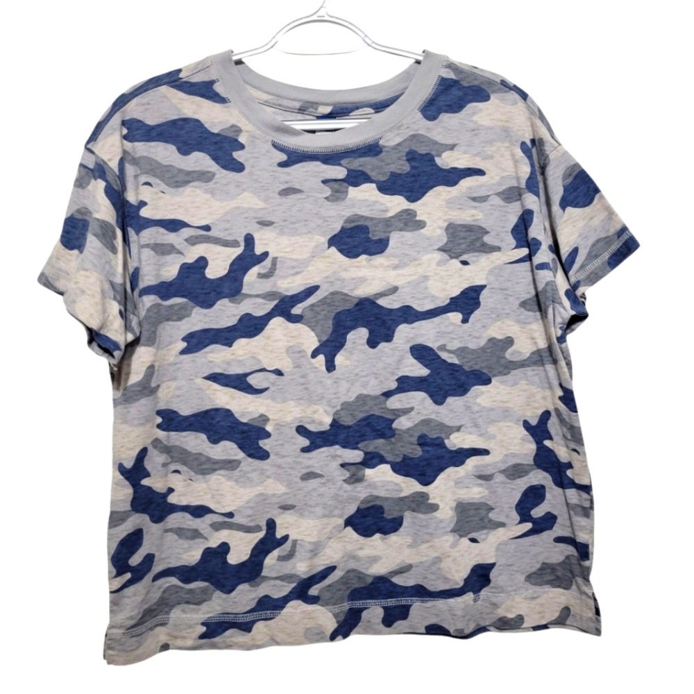Old Navy Blue & Grey Camouflage Print T-Shirt Medium